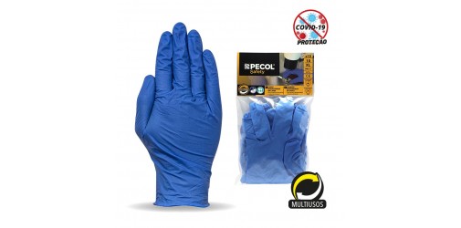 Blister with 10 disposable gloves Nitrile Blue PM 525 - PECOL