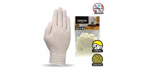 Blister with 10 Disposable Latex Gloves with Sensitive powder PM 526 - PECOL